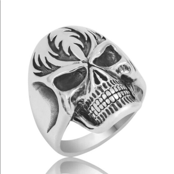 High Quality 925 Sterling Silver Skull Men's Ring - Picture 2 of 7